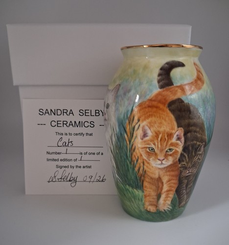 Katzen vase freihandbemalt und - katzen,
